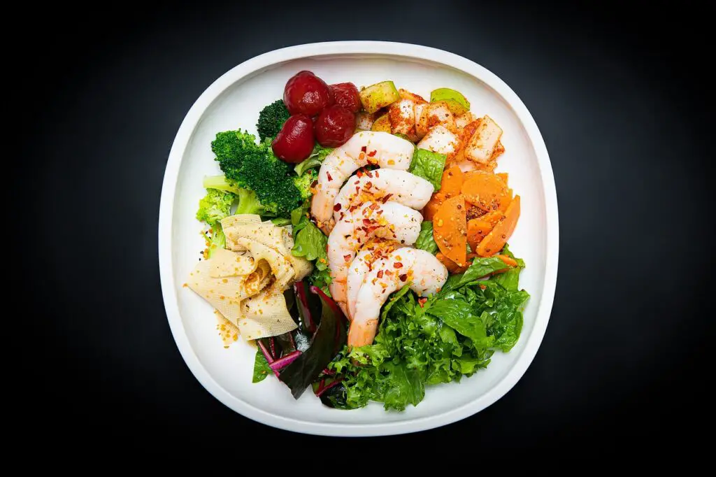 plate of greens and shrimp